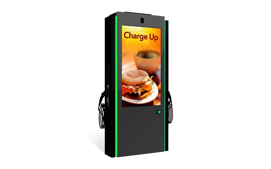 Melitron EV charging station with HD digital signage